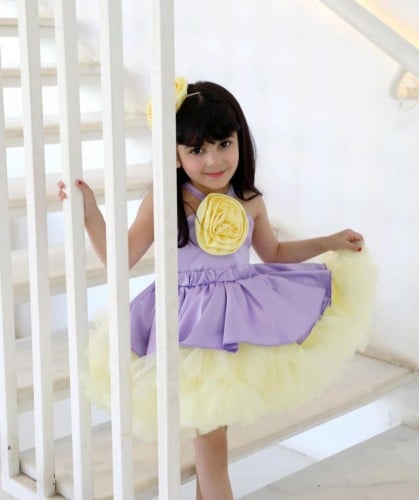 فستان موف بكشكش ليموني