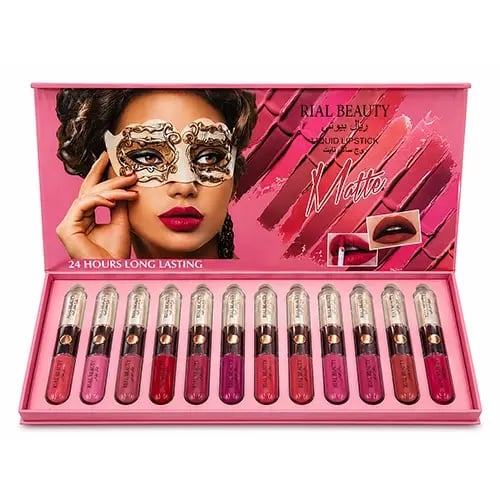 مجموعة أحمر شفاه سائل مطفي ريال بيوتي – 12 لون (ثب...