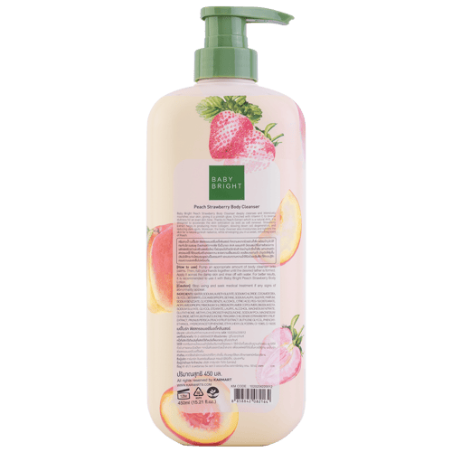غسول الجسم بالخوخ والفراولة من بيبي برايت -450مل