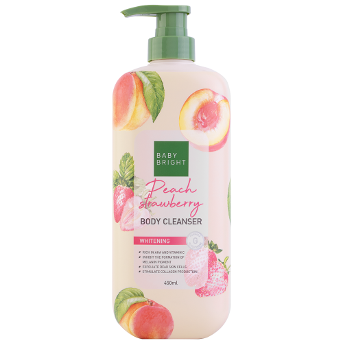 غسول الجسم بالخوخ والفراولة من بيبي برايت -450مل