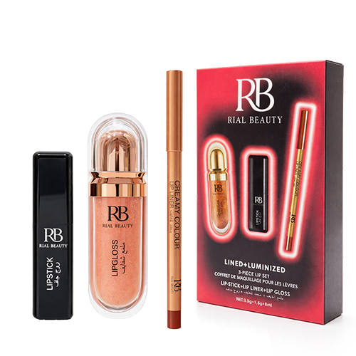 مجموعة مكياج الشفاه خوخي روز 3 في 1 من ريال بيوتي–...