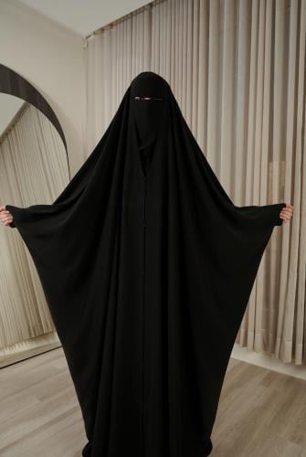 عباية رأس ساده بكم فراشة مغلقه بالكامل (قماش الرزه...