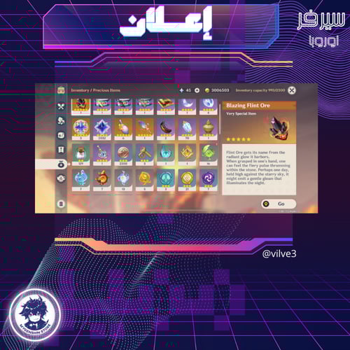 (vilve3) حساب سيرفر اوروبا لفل 60 يحتوي (22 شخصية)