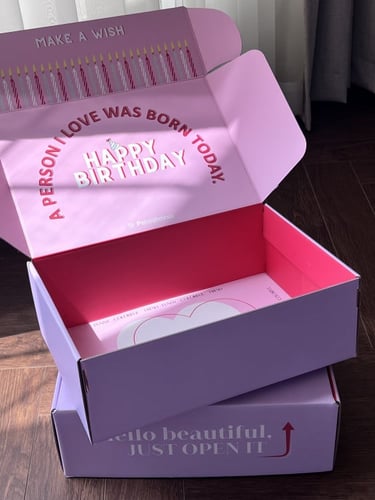 Pink tulip birthday box