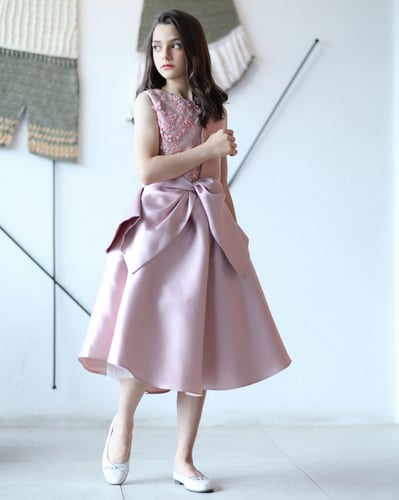 فستان زهري متورد