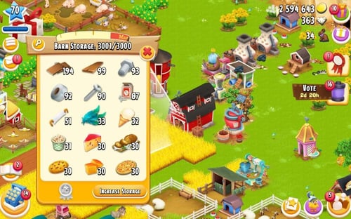 مزرعه مستوى 70 حظيرتها (3000) هاي داي