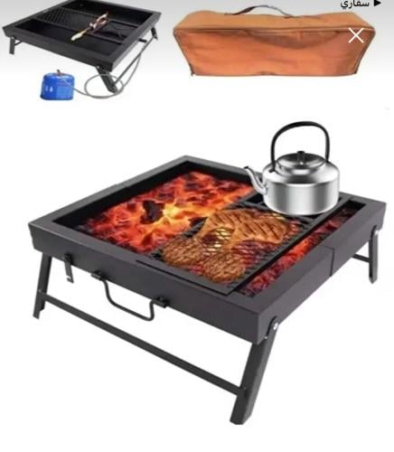 منقل ٢ في ١ (غاز وفحم) قابل للطي (وسط)