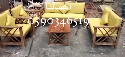 طقم جلسة خشب7 اشخاص ضربين