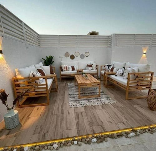 جلسة خشب سويدي لتسع اشخاص