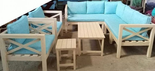 جلسة حرف ال 4 متر + 2كرسي مفرد +طاولة خدمة