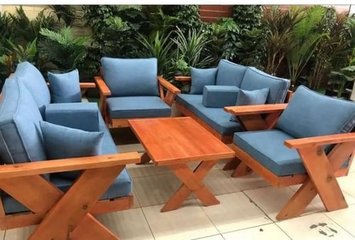 طقم جلسة خشب لسبع أشخاص (تصميم ضرب)