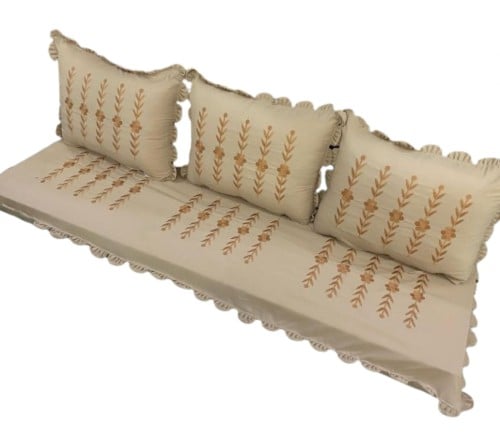 طقم جلسة تطريز سنبلة بيج