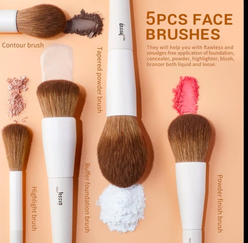 Luxury Light Gray Comprehensive Eye and Face Brush...