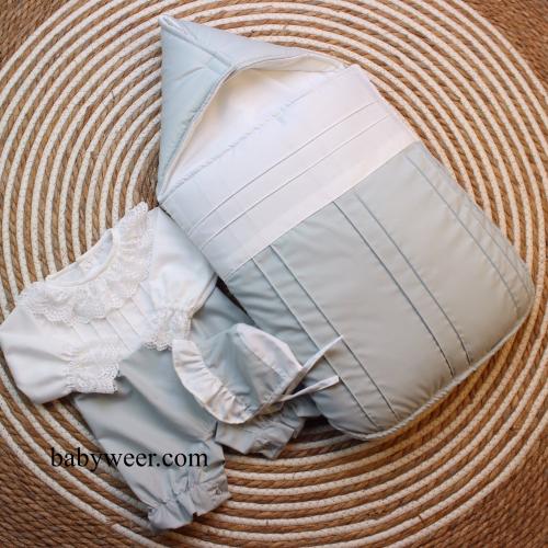 طقم استقبال دانتيل بقبعة فرنسيه3قطع لون تيفاني