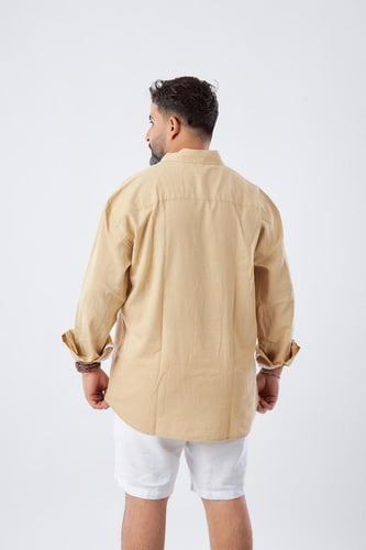 قميص بكم طويل لنن طبيعي