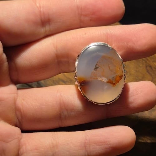 خاتم عقيق يماني مصور سمكه