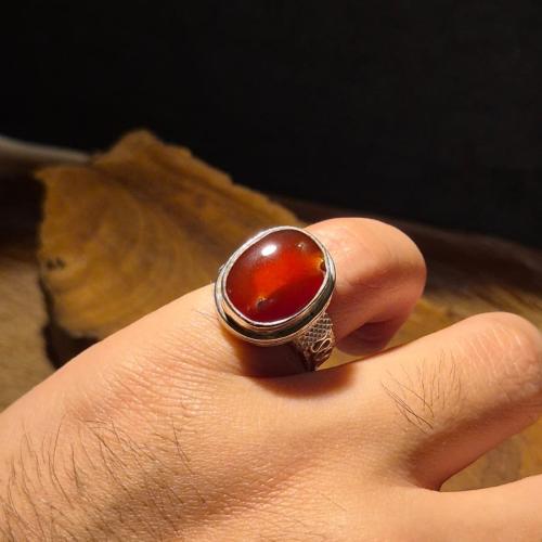 خاتم عقيق يماني ملكي صياغه نجرانية يدوية