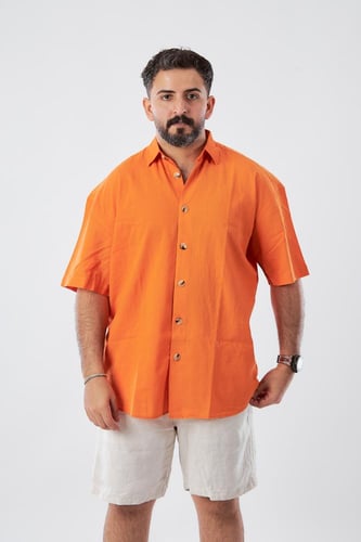 قميص بكم قصير لنن طبيعي