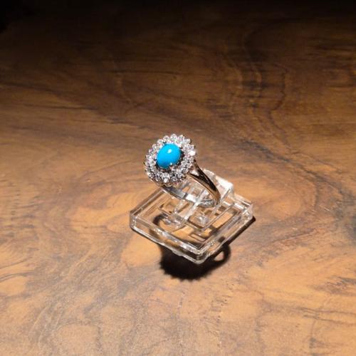 خاتم فضة صياغه نسائية مطعمه زركون سويسري