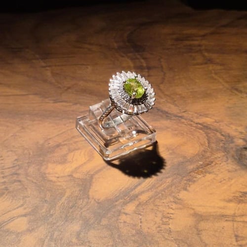 خاتم فضة صياغه نسائية مطعم بحجر الزبرجد ومطعم بزرك...