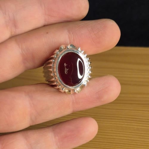 خاتم عقيق يماني احمر صياغه حمادة VIP