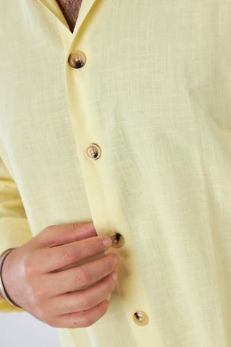 قميص بكم طويل لنن طبيعي