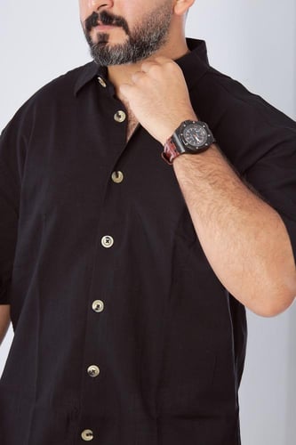 قميص بكم قصير لنن طبيعي