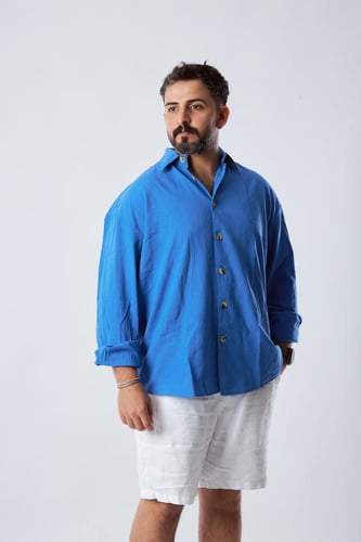 قميص بكم طويل لنن طبيعي