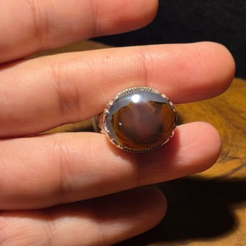 عقيق يماني مزعفر على صياغة برتاش شغل يدوي