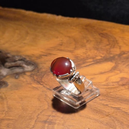 خاتم عقيق يماني على صياغة ملكية شغل يدوي