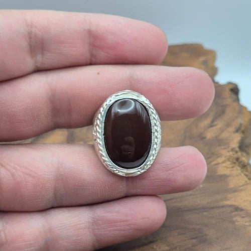 خاتم عقيق يماني كبدي صياغة نجرانية