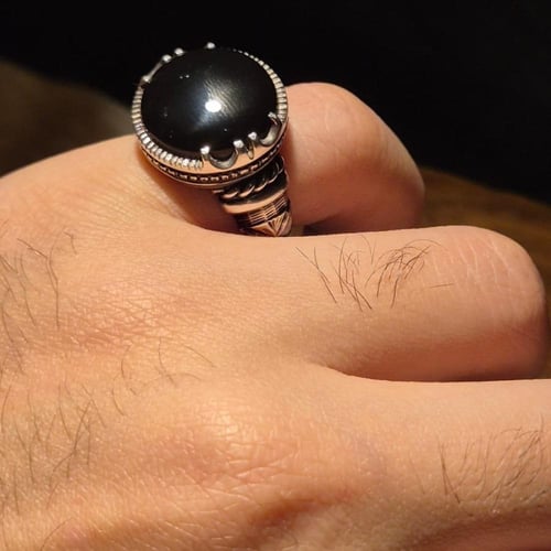 خاتم عقيق يماني جزاع ملكي فاخر على صياغة غلام شغل...