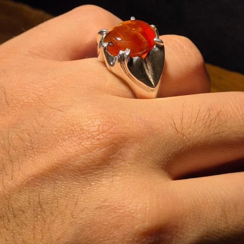 خاتم عقيق يماني مزعفر صياغة حمادة vip