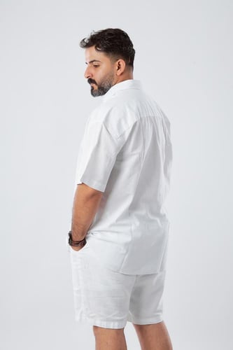 قميص بكم قصير لنن طبيعي