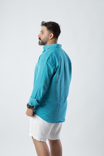 قميص بكم طويل لنن طبيعي