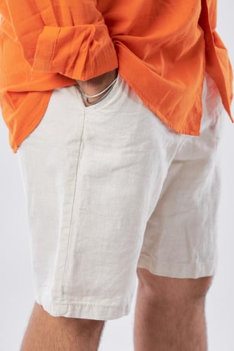 قميص بكم طويل لنن طبيعي