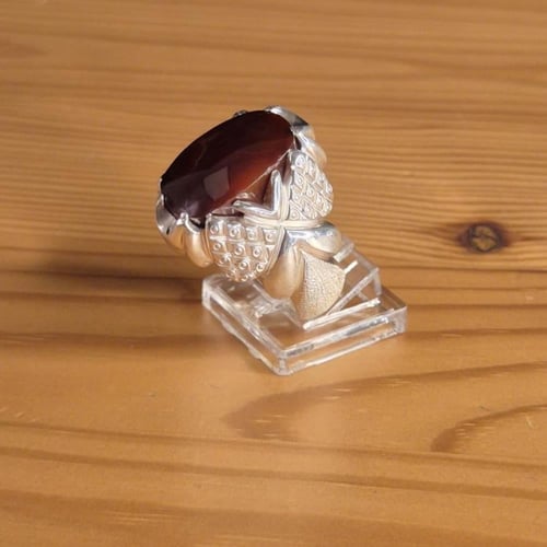 خاتم ملكي عقيق يماني كبدي مزعفر صياغه حمادة vip