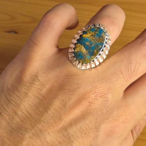 خاتم فيروزي نيشابوري حسيني عروق ذهبية