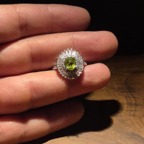 خاتم فضة صياغه نسائية مطعم بحجر الزبرجد ومطعم بزرك...