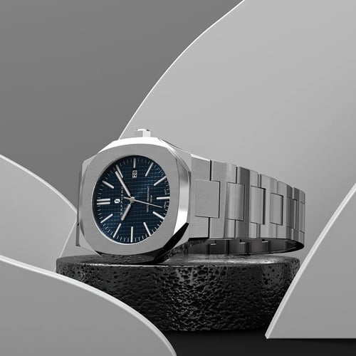 ساعة رجالية بسير ستيل بلون فضي من ماركة SAPPHERO