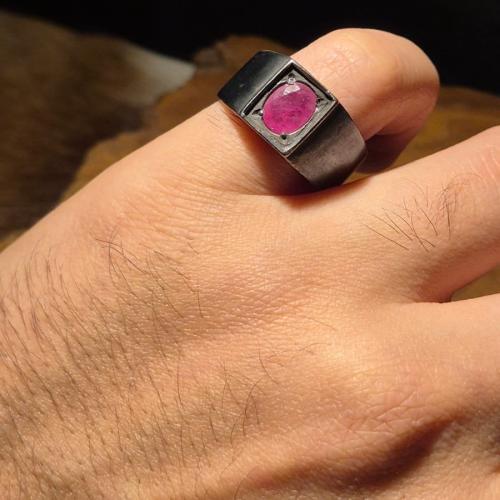 خاتم ملكي ياقوت افريقي مطليه روديوم