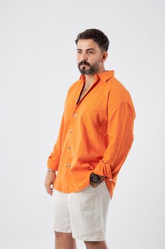 قميص بكم طويل لنن طبيعي