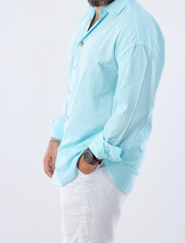 قميص بكم طويل لنن طبيعي