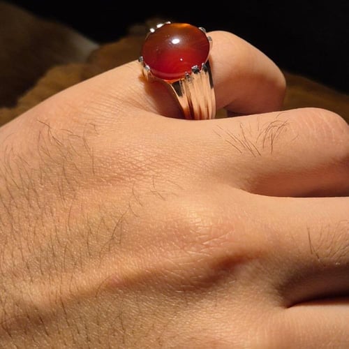 خاتم عقيق يماني فاخر صياغه ملكيه يدوية