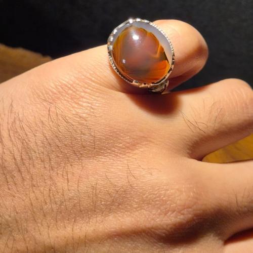 عقيق يماني مزعفر على صياغة برتاش شغل يدوي