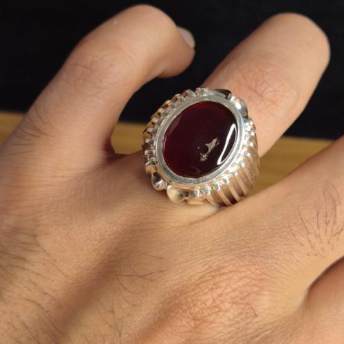 خاتم عقيق يماني احمر صياغه حمادة VIP