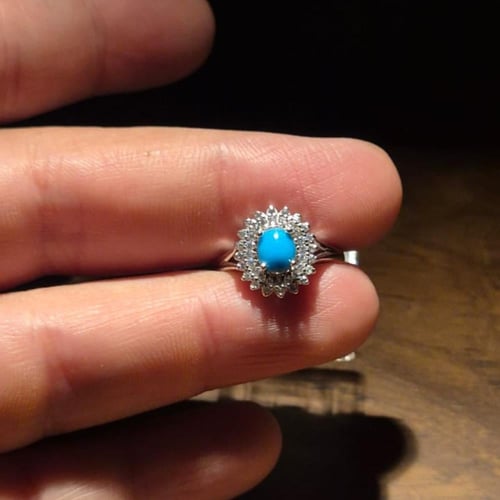 خاتم فضة صياغه نسائية مطعمه زركون سويسري