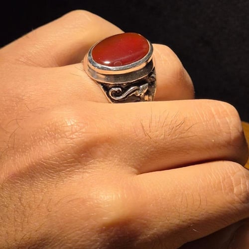 خاتم عقيق يماني على صياغة إيرانية صياغه غزالة