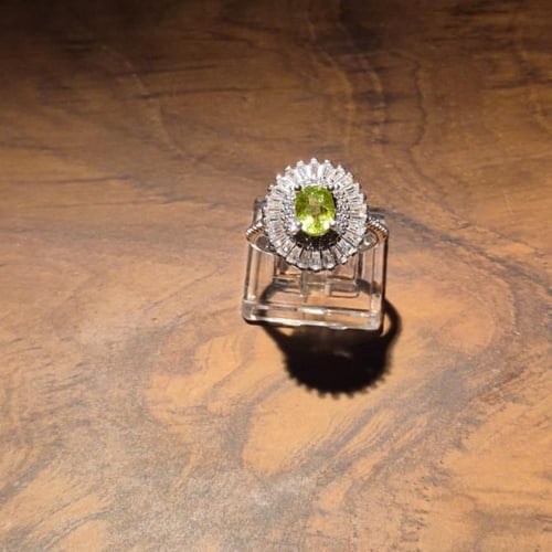 خاتم فضة صياغه نسائية مطعم بحجر الزبرجد ومطعم بزرك...