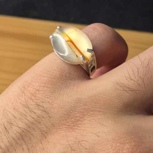 خاتم ملكي عقيق يماني مصور حرف A